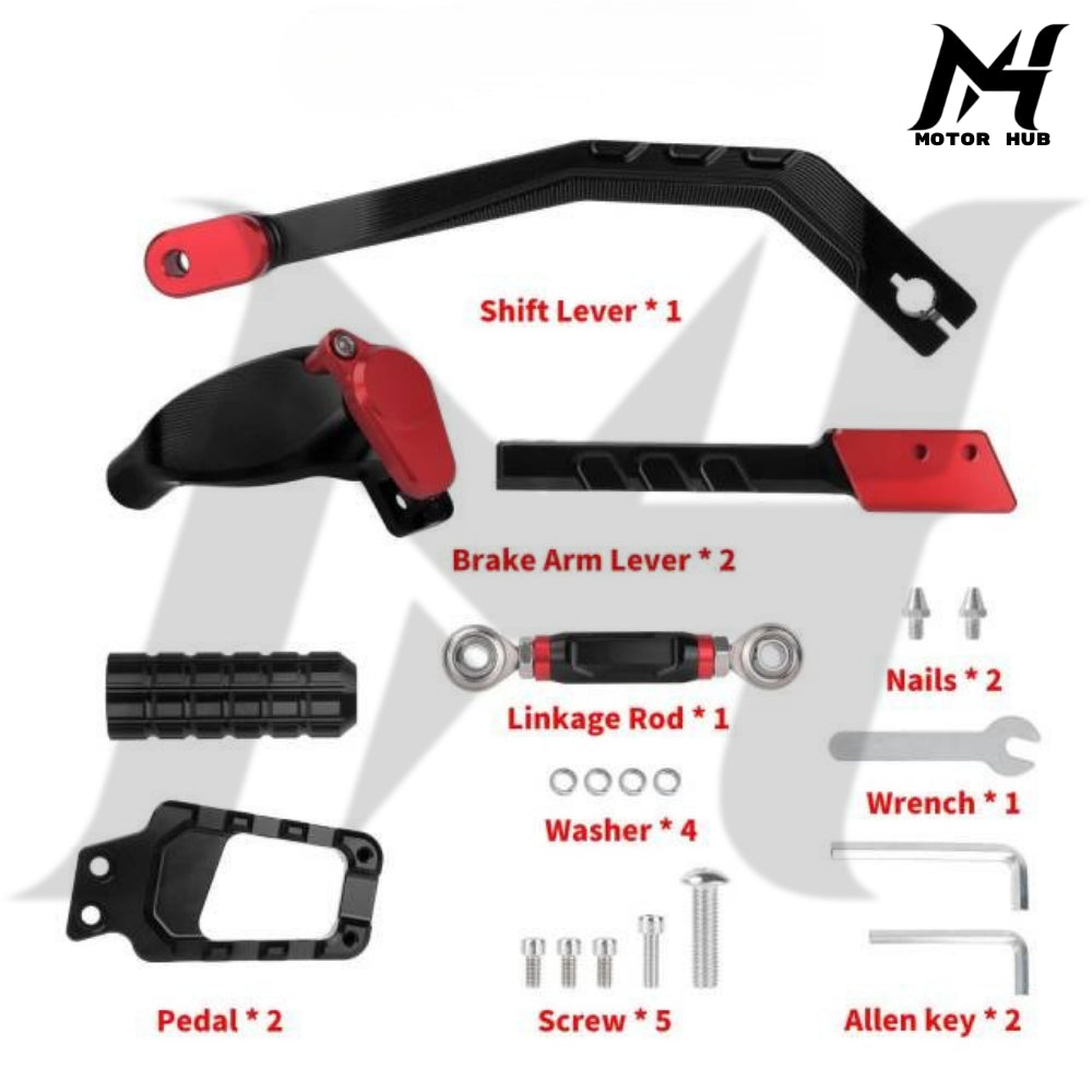 Mid Foot Control Set with Linkage for Harley Low Rider S ST Street Bob [Black-Red] MH9901019