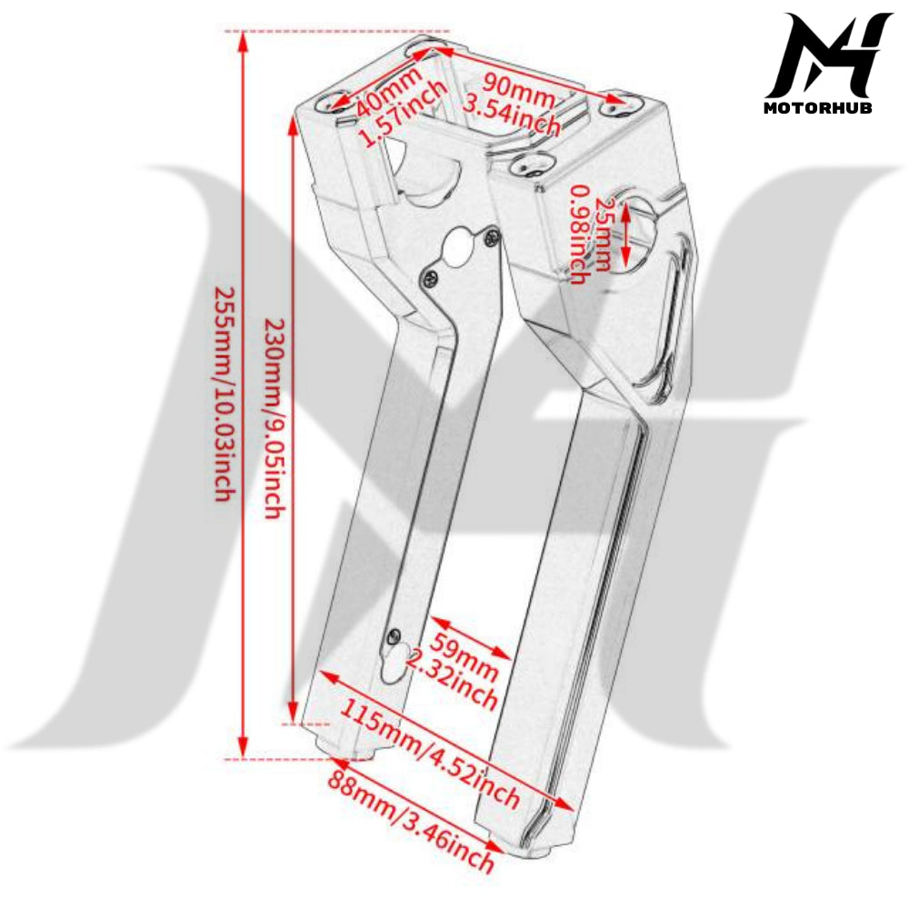 Riser Harley Clamp 1 Inch  Tinggi 10 Inch Tall Handlebar Riser Clamp Fit Harley Softail Street Bob Lowrider ST 2018-up [Red] MH9900491