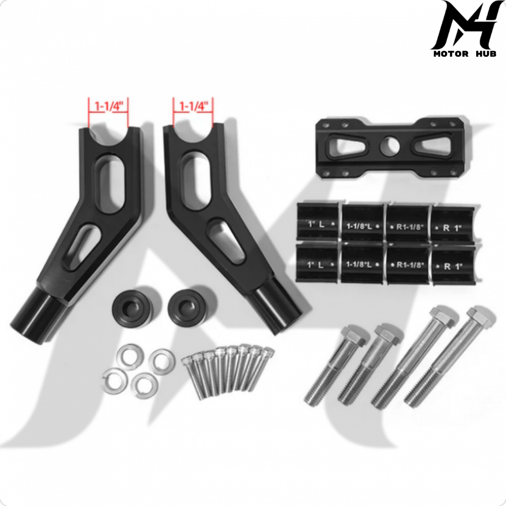 Black 1.5 Pullback Handlebar Riser 1 inch & 1.25 inch & 1-1/8 inch Size Adjustable for Harley Davidson MH9901156