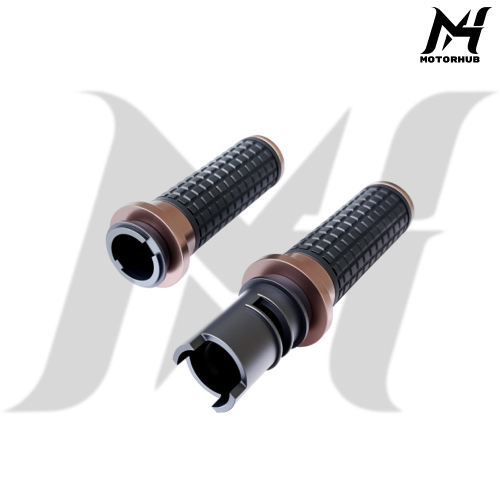 MH Style Silicone Rubber Grips with CNC Alloy Touring 2023+ Throttle By Wire [Bronze] MH9901090