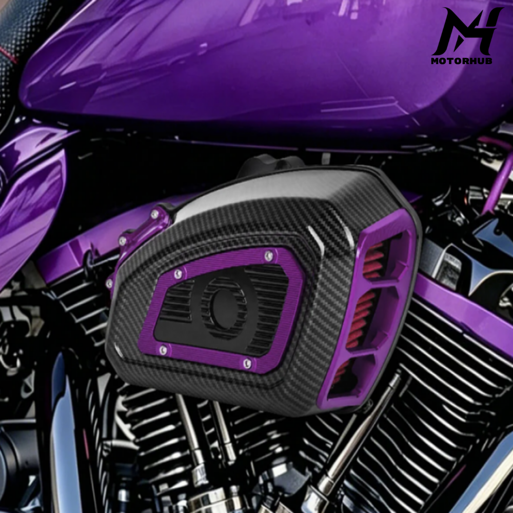 Air Filter Carbon Look Air Cleaner Red Intake Element for Harley Touring 2024+ Softail  2025+ [Red] MH9901245