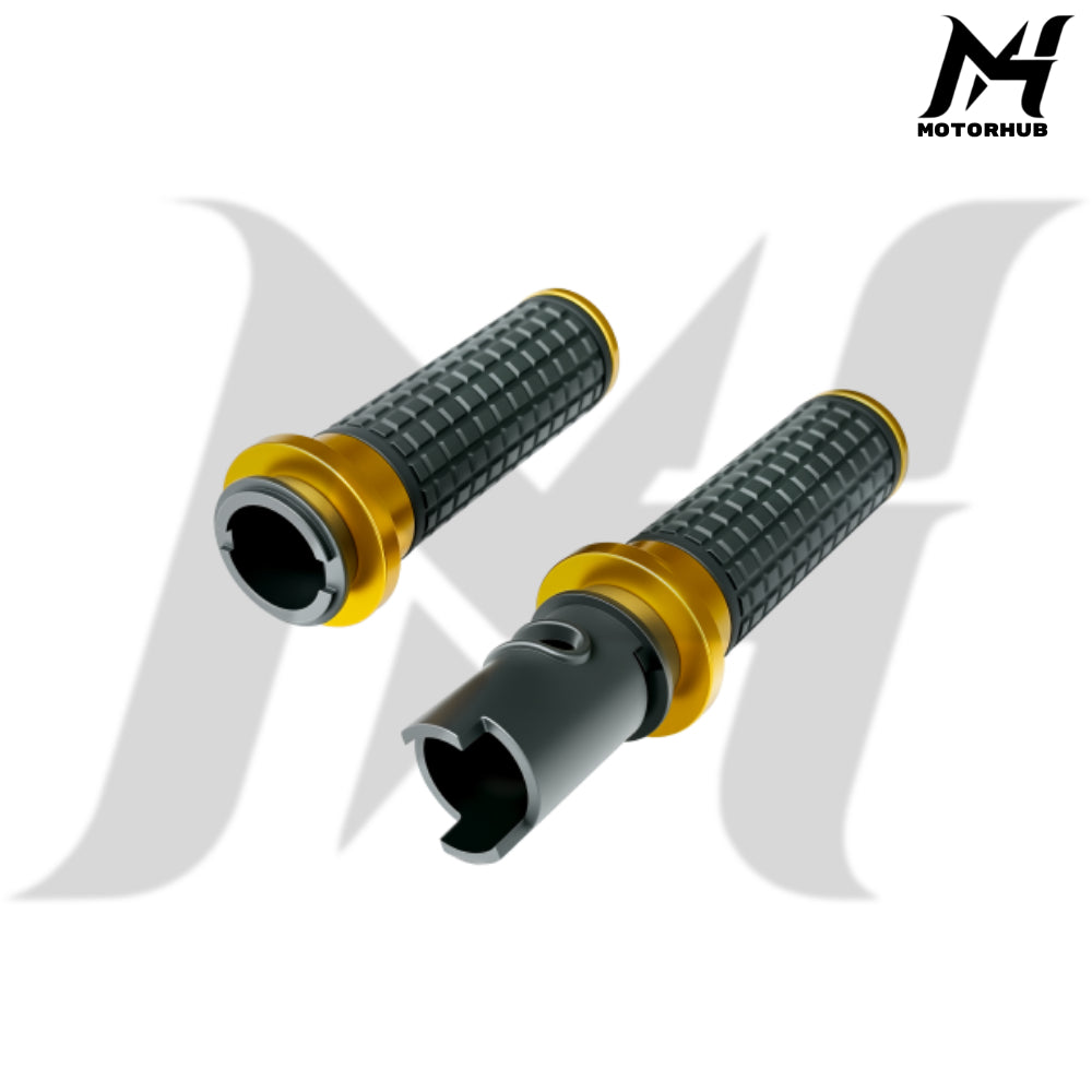 MH Style Silicone Rubber Grips with CNC Alloy Touring 2023+ Throttle By Wire [Gold] MH9901087