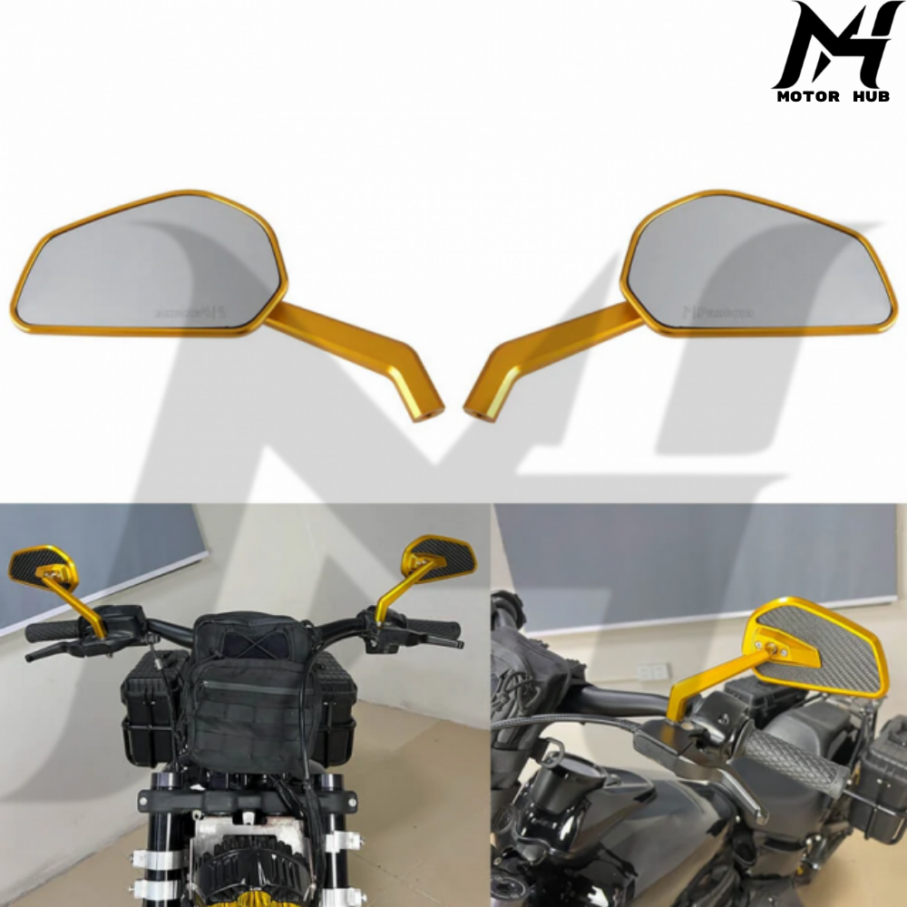 [Gold] Carbon Fiber Mirrors Rearview Side Mirror For 8mm 10mm Mirror Thread MH990092