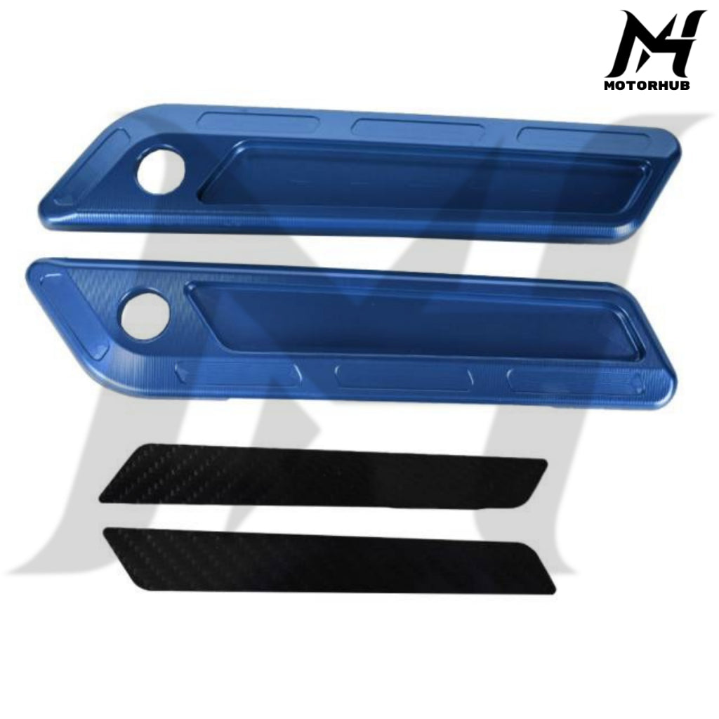 CNC Aluminum T6061 Saddlebag Hinge Latch Covers with Carbon Fiber reflector 2017-2023 [Blue] MH7700333