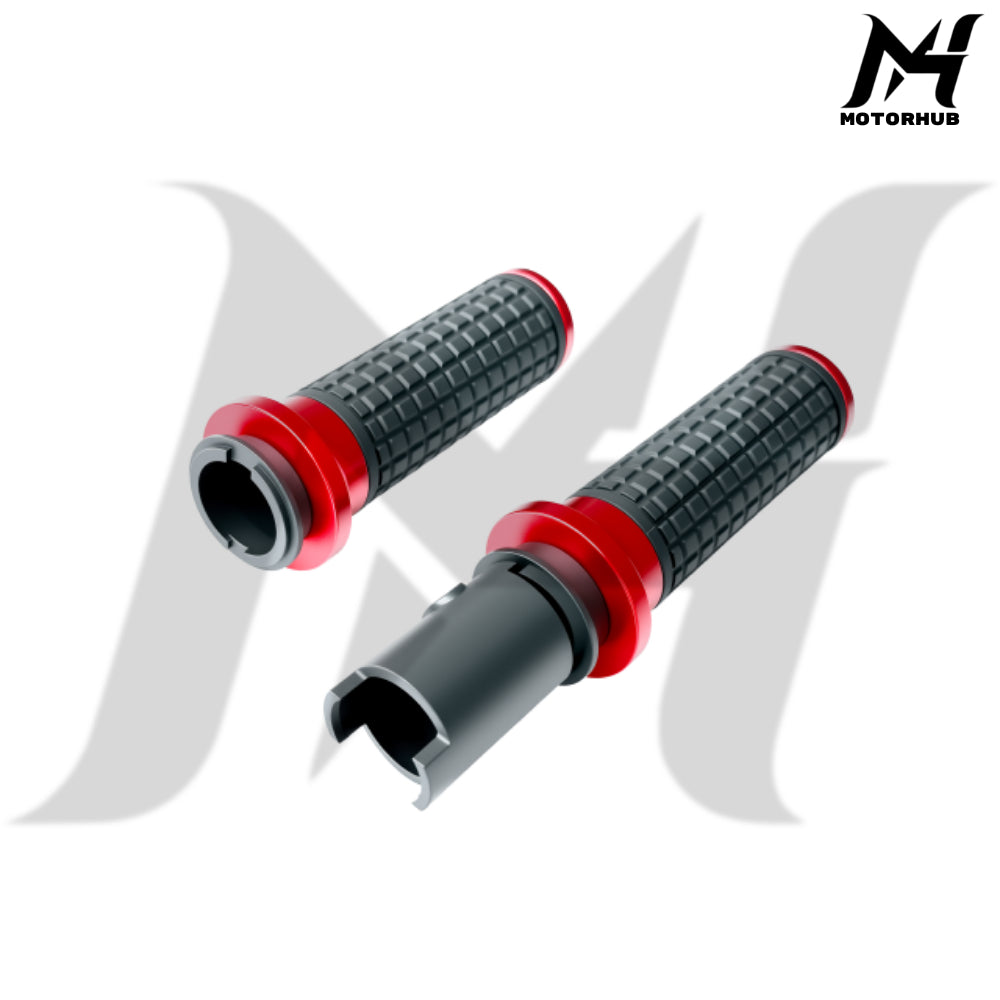 MH Style Silicone Rubber Grips with CNC Alloy Touring 2023+ Throttle By Wire [Red] MH9901086