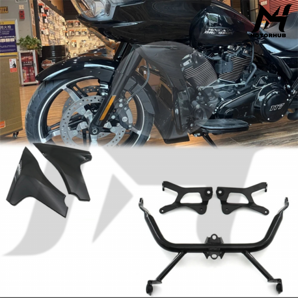 Fairing Front Side Cover for Road Glide 2024 With Support Bar Braket [Black Glossy] MH9900307