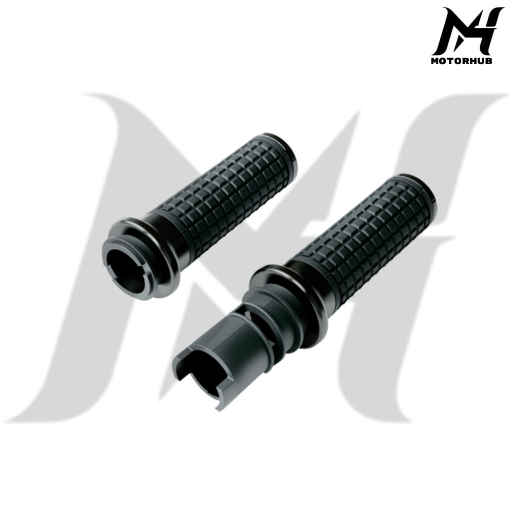 MH Style Silicone Rubber Grips with CNC Alloy Touring 2023+ Throttle By Wire [Black] MH9901084