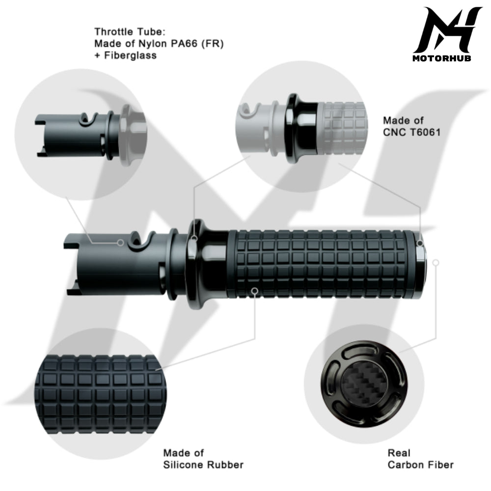 MH Style Silicone Rubber Grips with CNC Alloy Touring 2023+ Throttle By Wire [Black] MH9901084