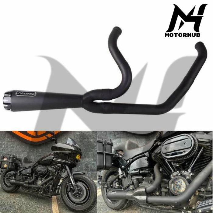 2 in 1 Pazoma full Complete Exhaust system stainless steel Mufler for Harley sotail Low Rider S ST El Diablo street Bob standard 2018-2024 [Black] MH9900529