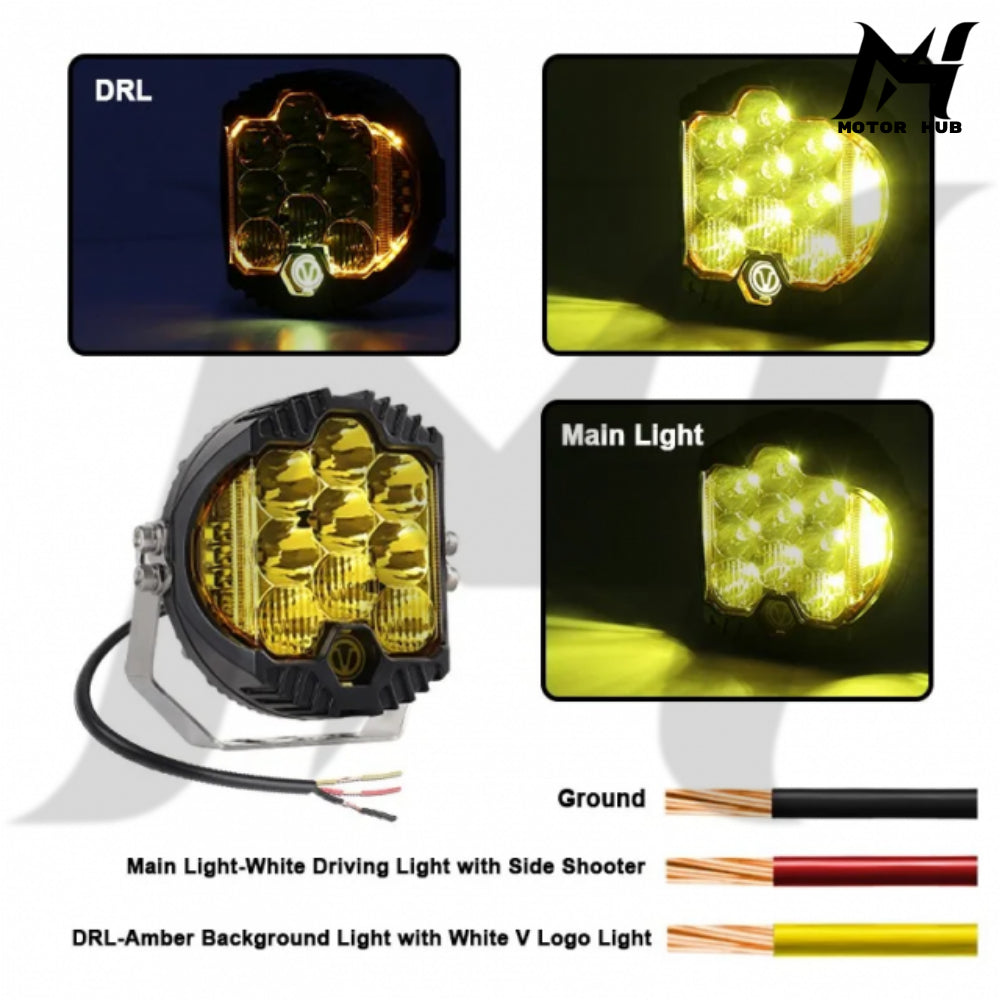 Yellow 7 lnch 5 Inch LED Headlights DRL Hi/Lo Beam 50W 5000LM 9LEDS For Harley-Davidson MH9900996