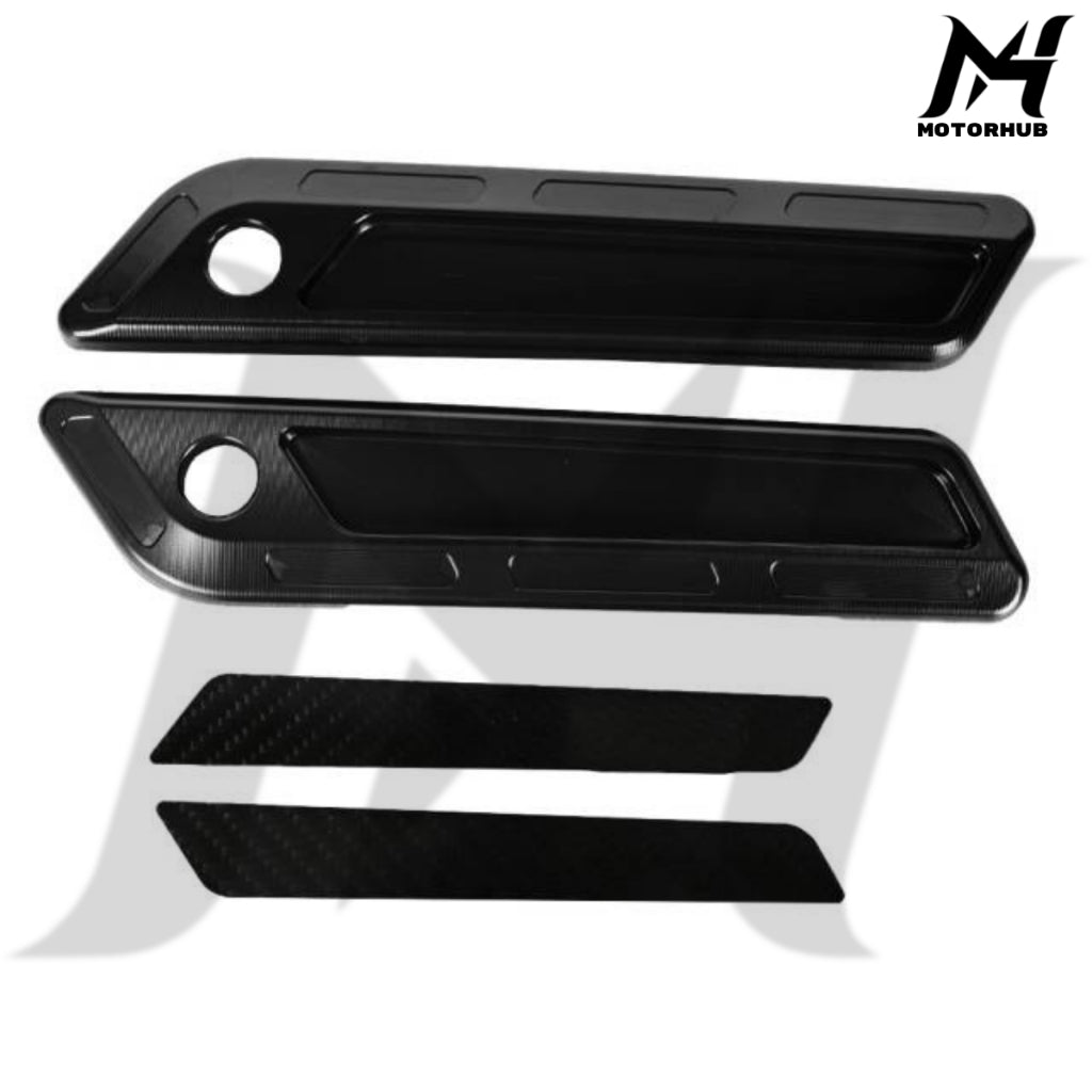 CNC Aluminum T6061 Saddlebag Hinge Latch Covers with Carbon Fiber reflector 2017-2023 [Black] MH7700329