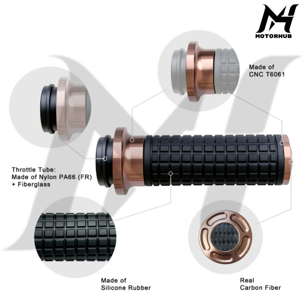 MH Style Silicone Rubber Grips with CNC Alloy Throttle By Wire [Bronze] MH9901083