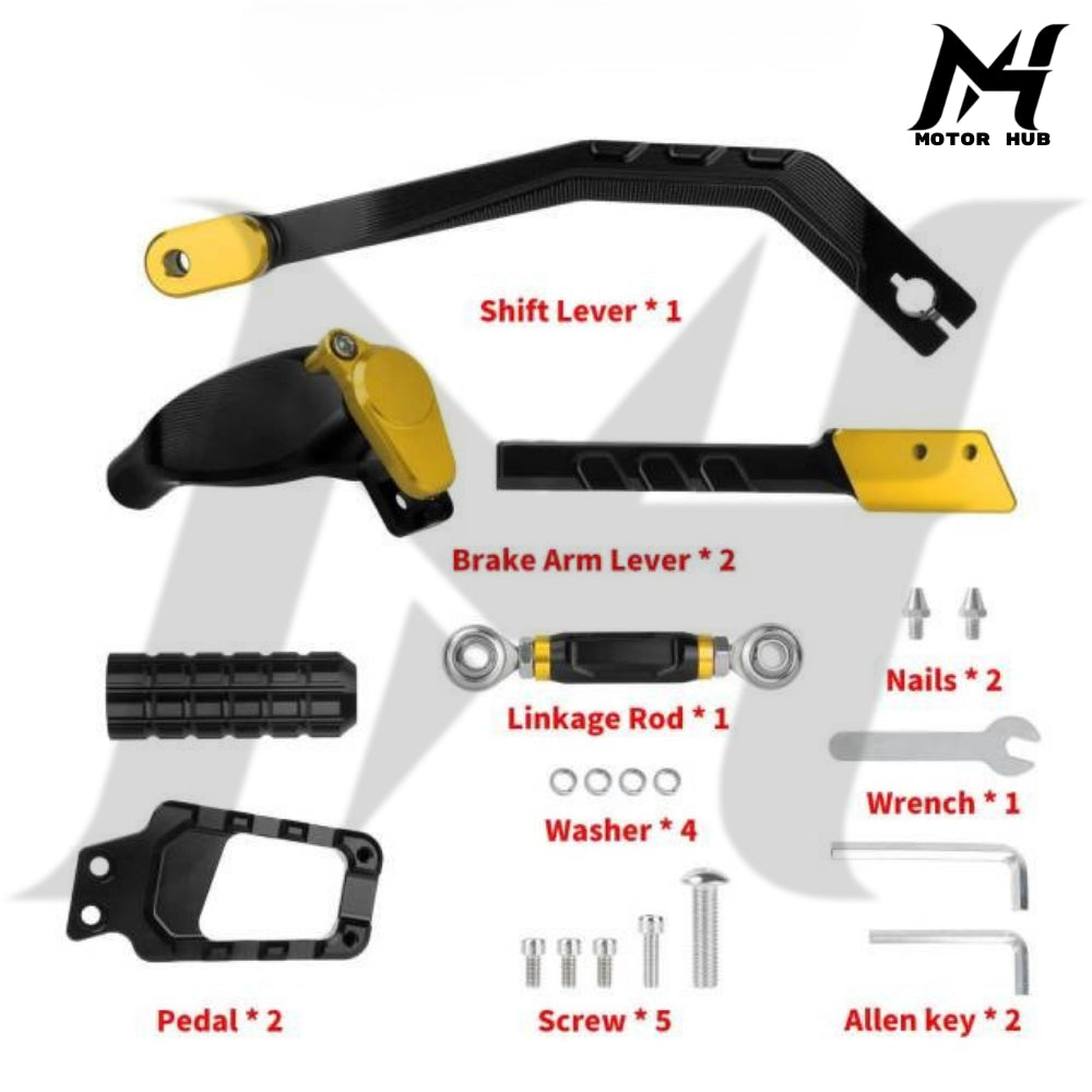 Mid Foot Control Set with Linkage for Harley Low Rider S ST Street Bob [Black-Gold] MH9901020