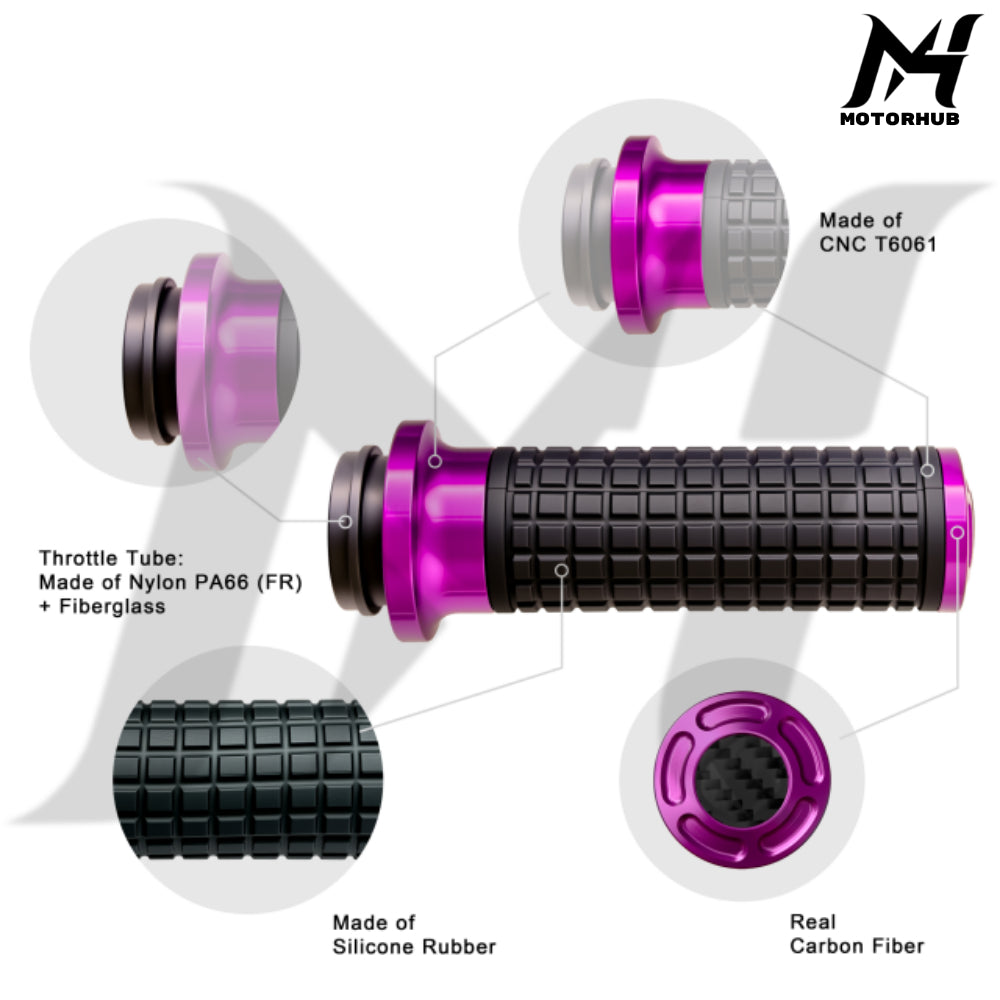 MH Style Silicone Rubber Grips with CNC Alloy Throttle By Wire [Purple] MH9901082