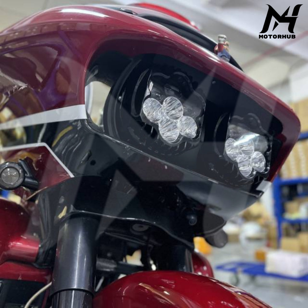 Road Shark Style headlight with bracket kit 15-23 Road Glide [White-Yellow] Lampu Road Glide 2014-2023 Lampu Harley MH9900952
