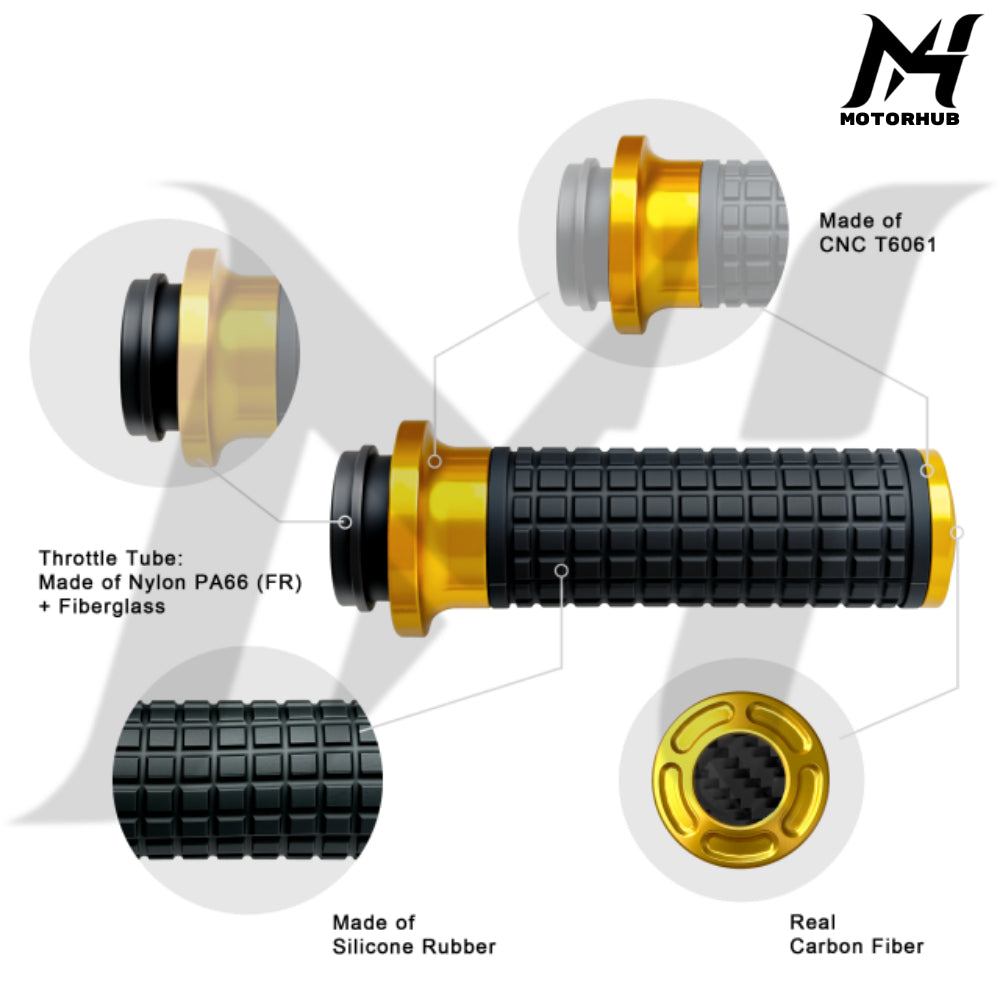 MH Style Silicone Rubber Grips with CNC Alloy Throttle By Wire [Gold] MH9901080