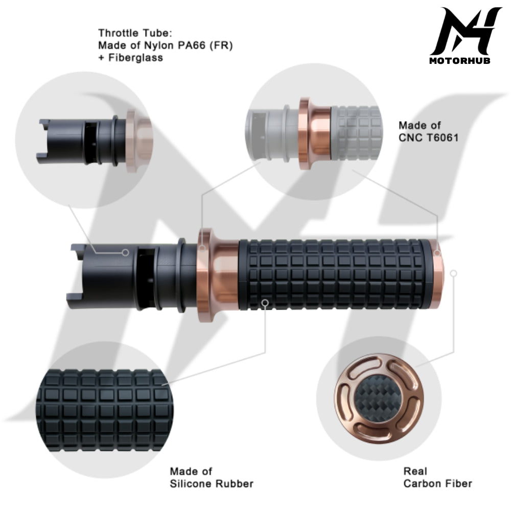 MH Style Silicone Rubber Grips with CNC Alloy Touring 2023+ Throttle By Wire [Bronze] MH9901090