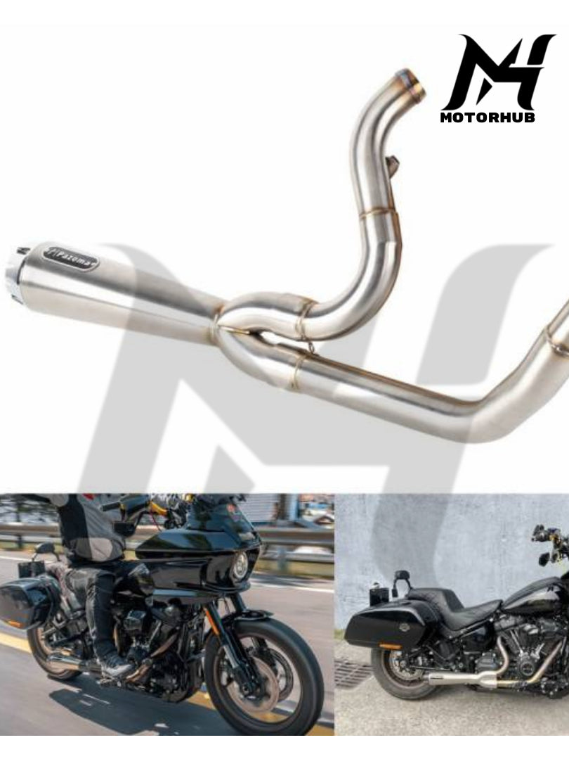 2 in 1 Softai M8 2 into-1 full Complete Exhaust system stainless steel Mufler for Harley sotail M8 2018-2025 [Brush Finish] MH9900312