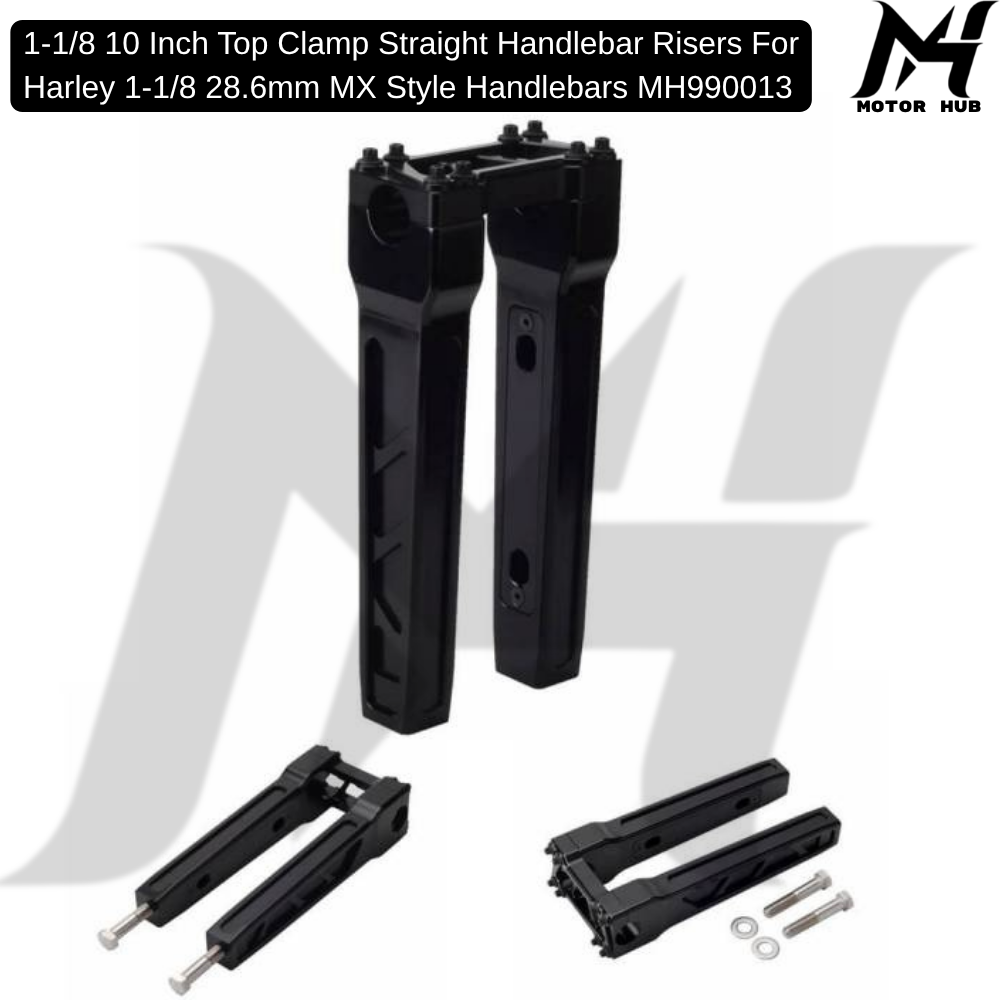 1-1/8 10 Inch Top Clamp Straight Handlebar Risers For Harley 1-1/8 28.6mm MX Style Handlebars MH990013