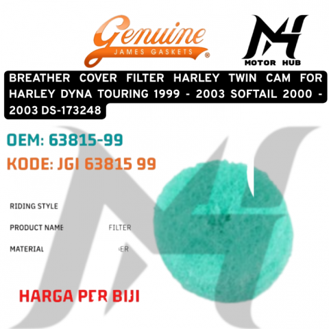 JAMES GASKET BREATHER COVER FILTER HARLEY TWIN CAM FOR HARLEY DYNA TOURING 1999 - 2003 SOFTAIL 2000 - 2003 DS-173248 OEM 63815-99 KODE JGI 63815 999
