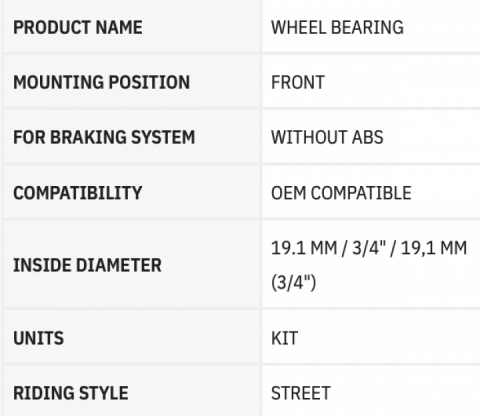 WHEEL BEARING RODA SEALS NO ABS DEPAN DIAMETER 3/4 inch FOR HARLEY DYNA SPORTSTER 1973-1999 A25-1001 OEM 9052