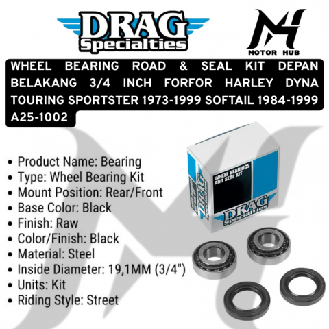 WHEEL BEARING ROAD & SEAL KIT DEPAN BELAKANG 3/4 INCH FORFOR HARLEY DYNA TOURING SPORTSTER 1973-1999 SOFTAIL 1984-1999 A25-1002 OEM 9052 9502