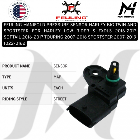 FEULING MANIFOLD PRESSURE SENSOR HARLEY BIG TWIN AND SPORTSTER FOR HARLEY LOW RIDER S FXDLS 2016-2017 SOFTAIL 2016-2017 TOURING 2007-2016 SPORTSTER 2007-2019 1022-0162 OEM 32319-07 32319-07A KODE 9954